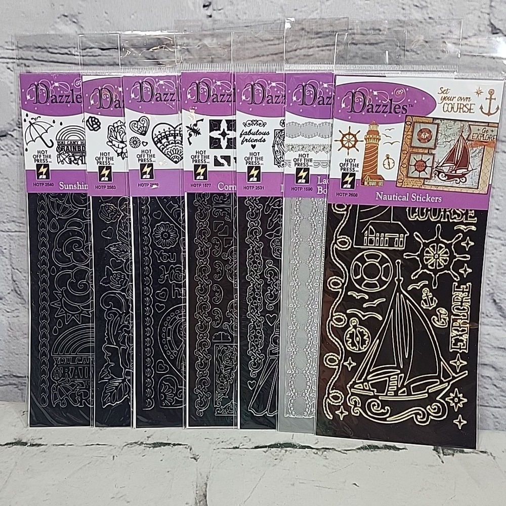 Hot Off The Press Dazzles Scrapbooking Stickers Assorted Lot Of 7 Dolls‎ Flowers